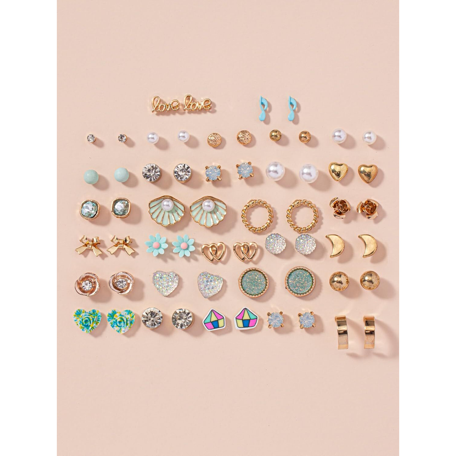 Shining Diva Fashion 30 Pairs Combo Set Latest Stylish Crystal Pearl Earrings for Women and Girls (15283er)