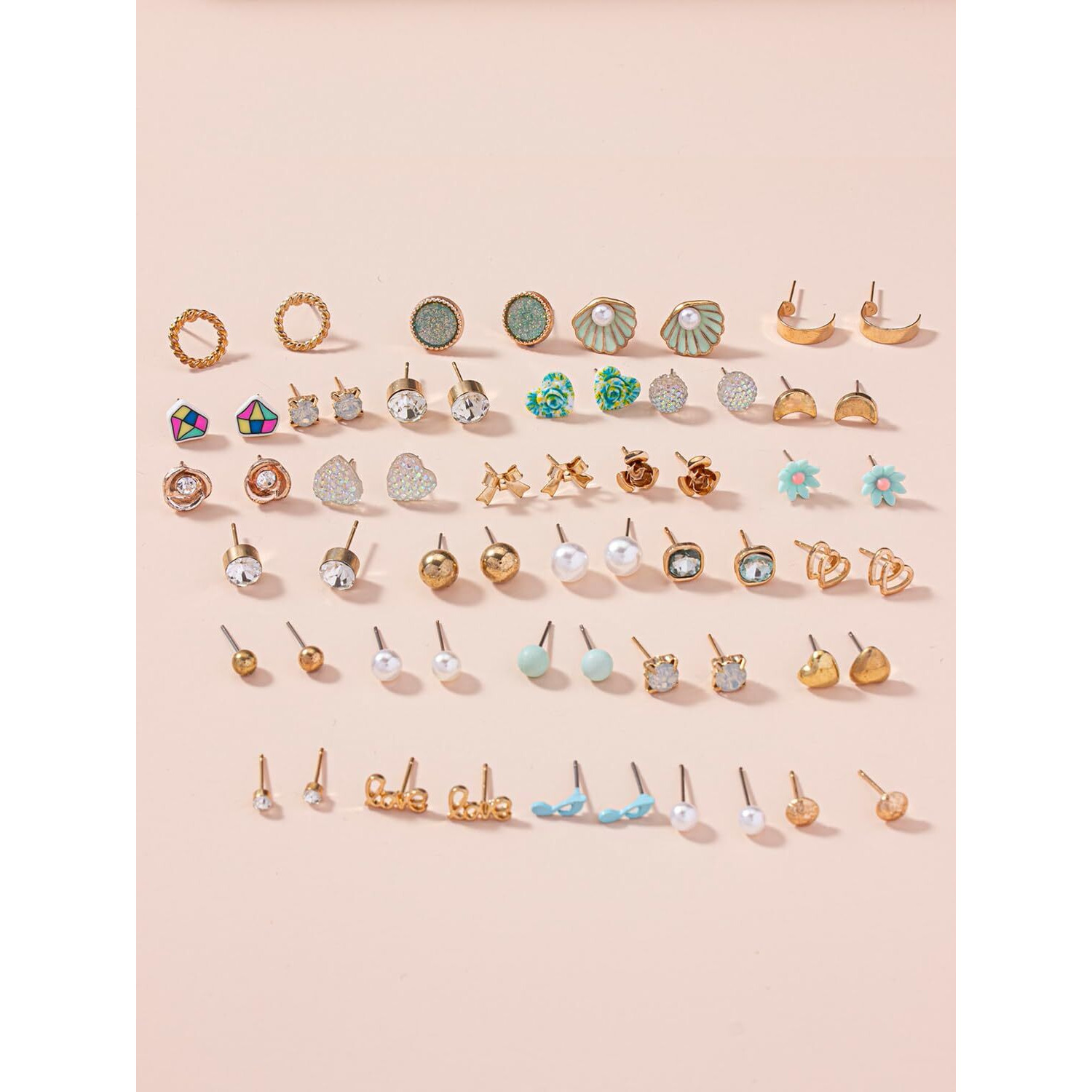 Shining Diva Fashion 30 Pairs Combo Set Latest Stylish Crystal Pearl Earrings for Women and Girls (15283er)