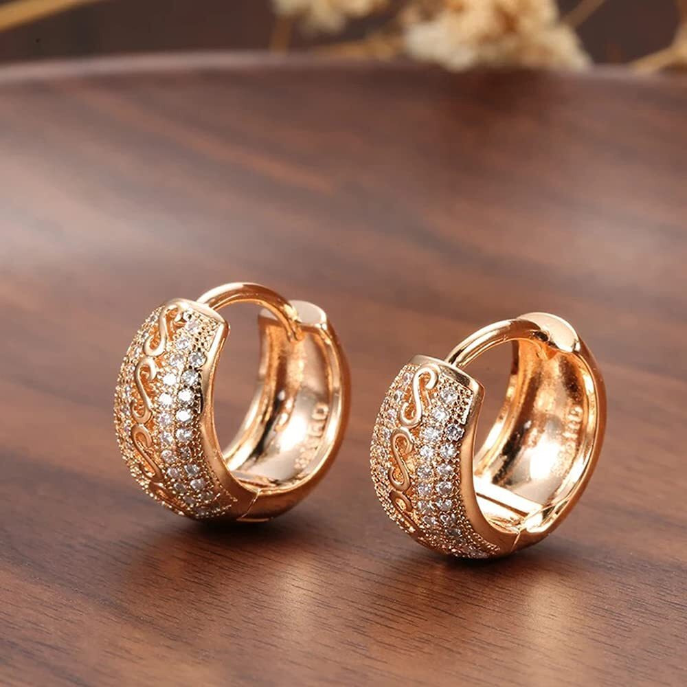 Shining Diva Fashion 18k Rose Gold Plated Latest Fancy Stylish Zircon Copper Bali Earrings for Women and Girls (rrsd12841er)