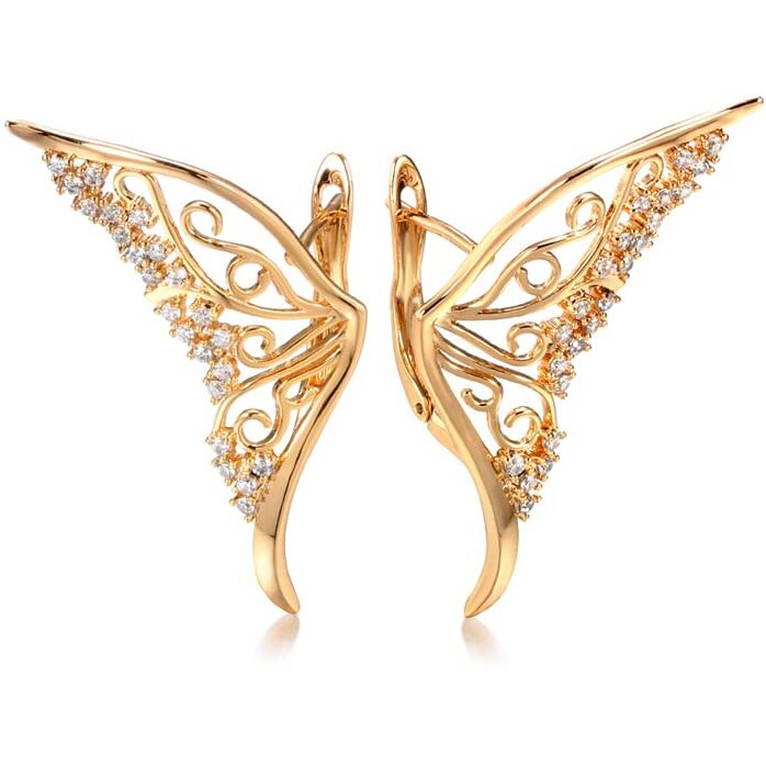 Shining Diva Fashion 18k Rose Gold Plated Latest Fancy Stylish Copper Zircon Earrings for Women and Girls (rrsd14472er)