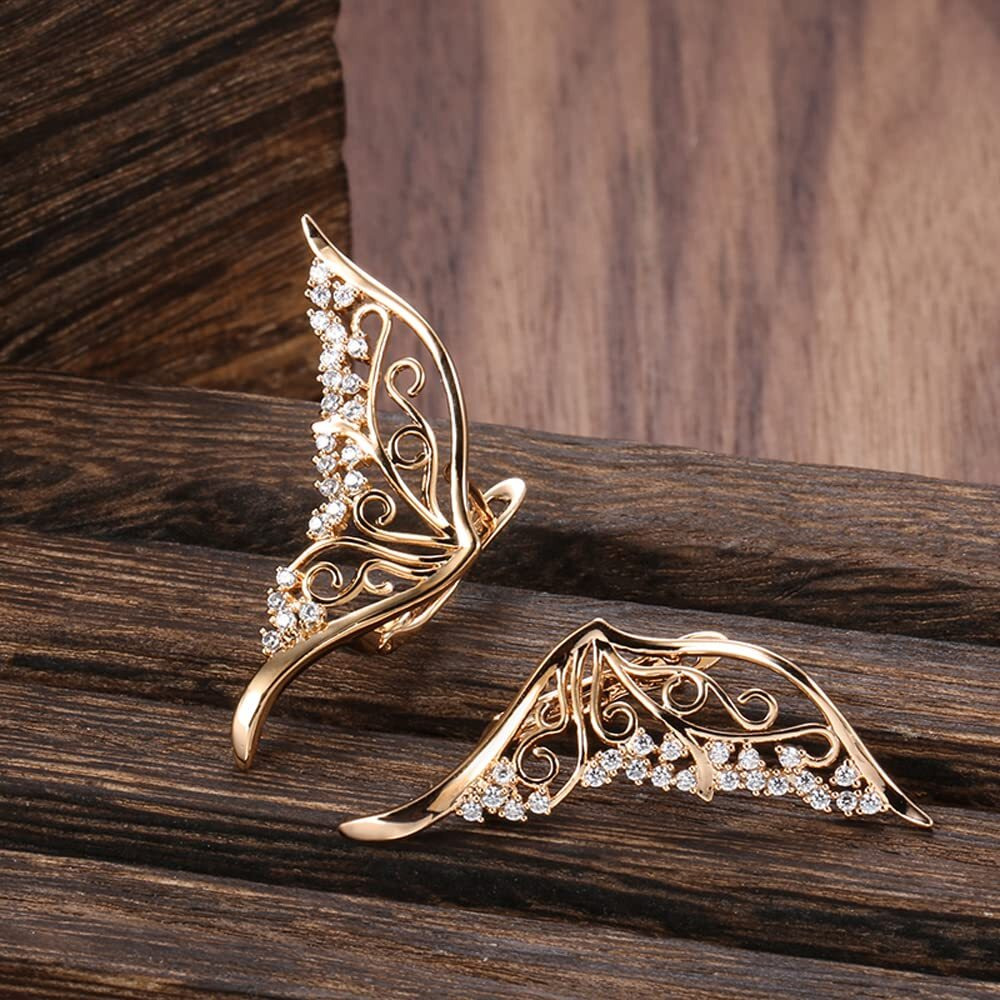 Shining Diva Fashion 18k Rose Gold Plated Latest Fancy Stylish Copper Zircon Earrings for Women and Girls (rrsd14472er)