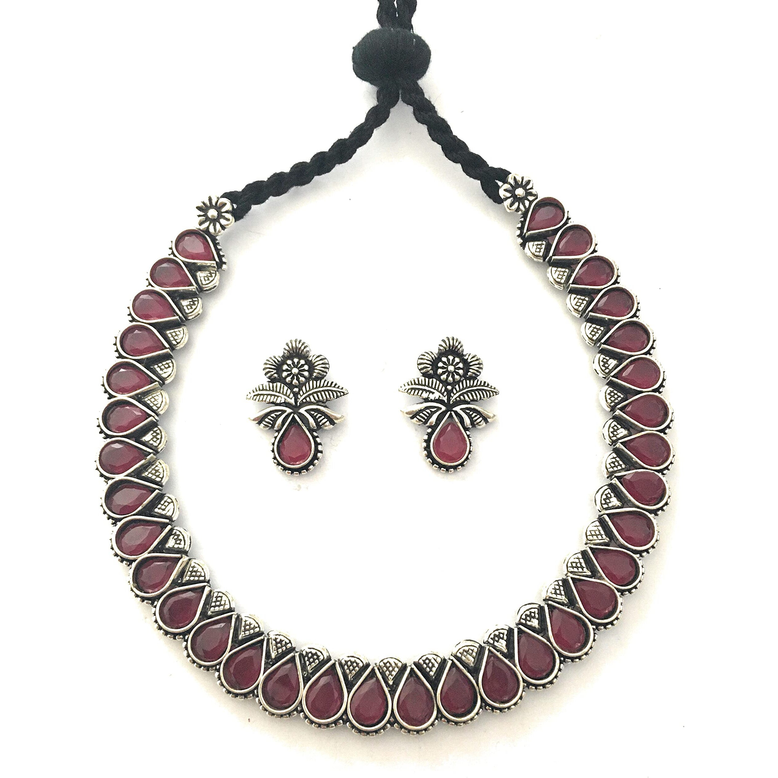 Sasitrends German Silver Oxidised Jewellery Set with AD Stones for Women & Girls - Traditional Elegance for Every Occasion