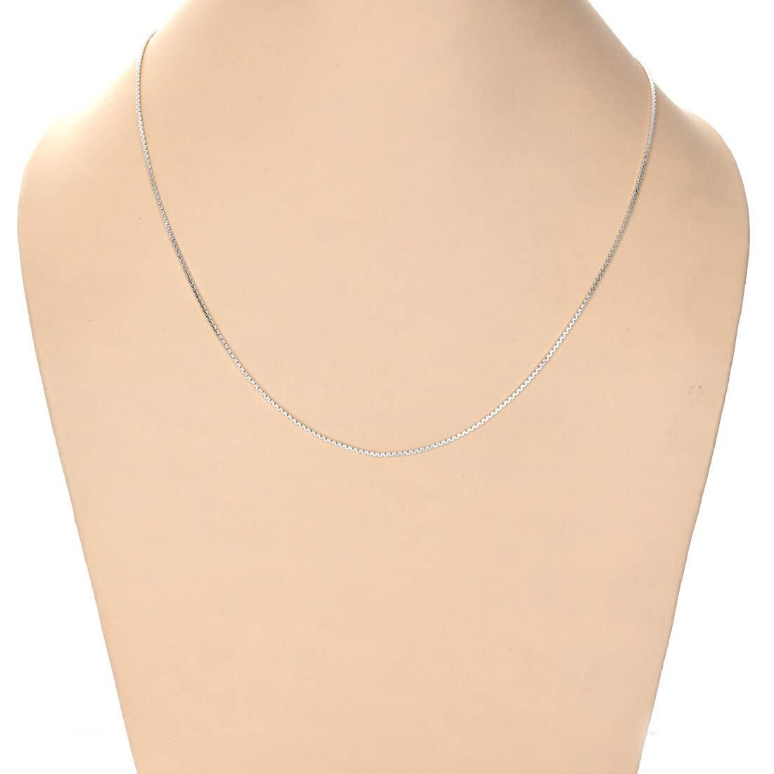 Clara Silver, White Anti-Tarnish 92.5 Sterling Silver Box Chain Necklace for Women ( 16 18 24 inches)
