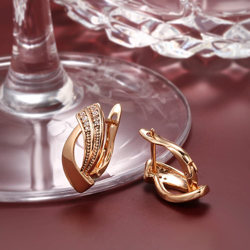 Shining Diva Fashion 18k Rose Gold Plated Latest Fancy Stylish Copper Zircon Earrings for Women and Girls (rrsd14478er)