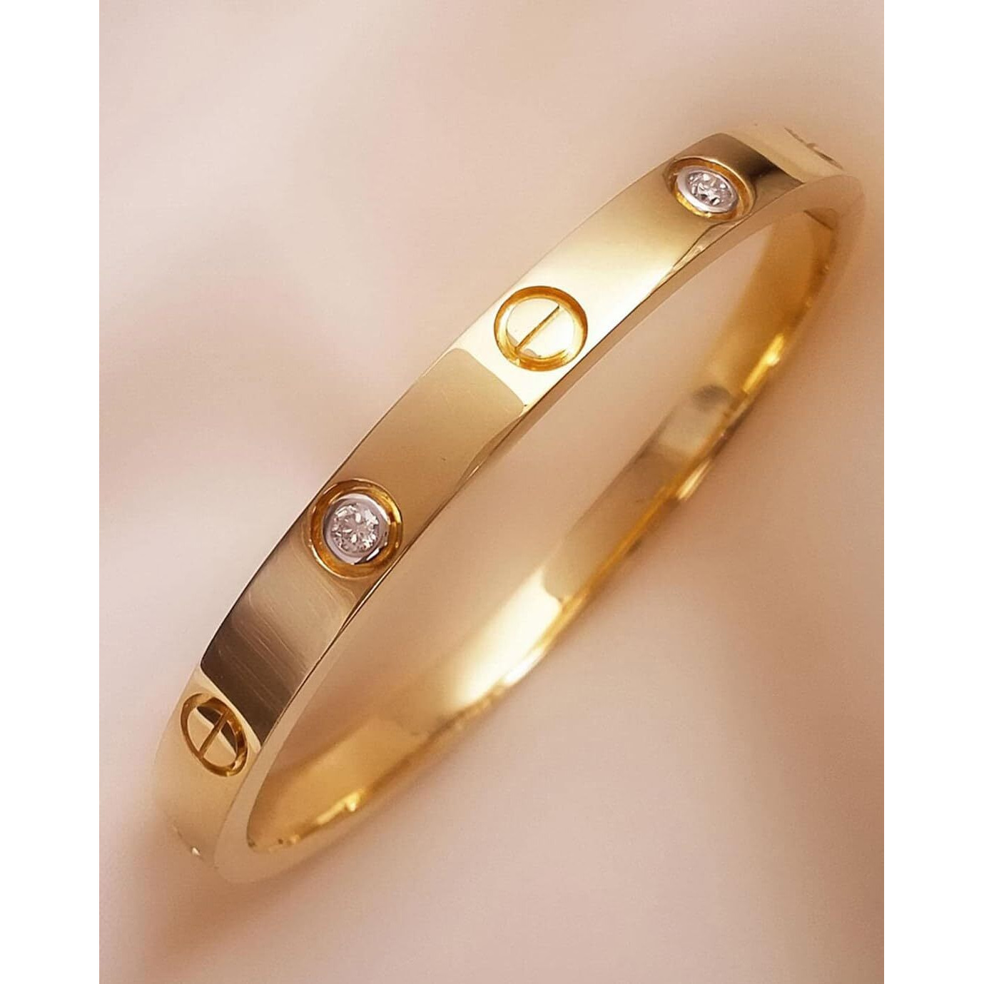 Shining Diva Fashion Latest Stylish Stainless Steel Crystal Gift Bracelet for Women and Girls (15744b)(Gold) Anti Tarnish Jewellery