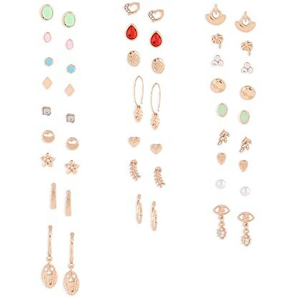 Zaveri Pearls Set Of 25 Gold Tone Smart Casual Wear Studs & Drop Earrings For Women-ZPFK14054