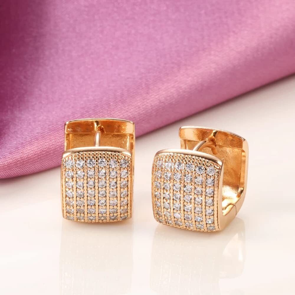 Shining Diva Fashion 18k Rose Gold Plated Latest Fancy Stylish Copper Zircon Bali Earrings for Women and Girls (rrsd12843er)