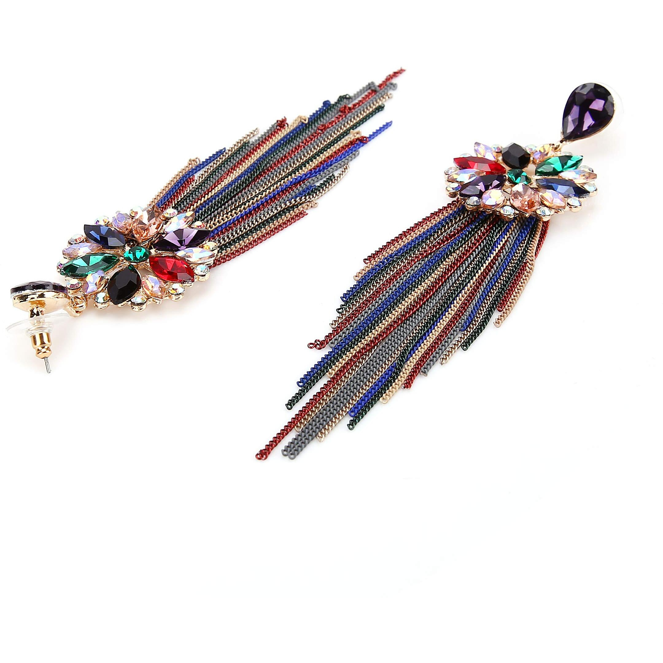YouBella Jewellery Earrings for women Crystal Tassel Handmade Earrings for Girls and Women (Multi)