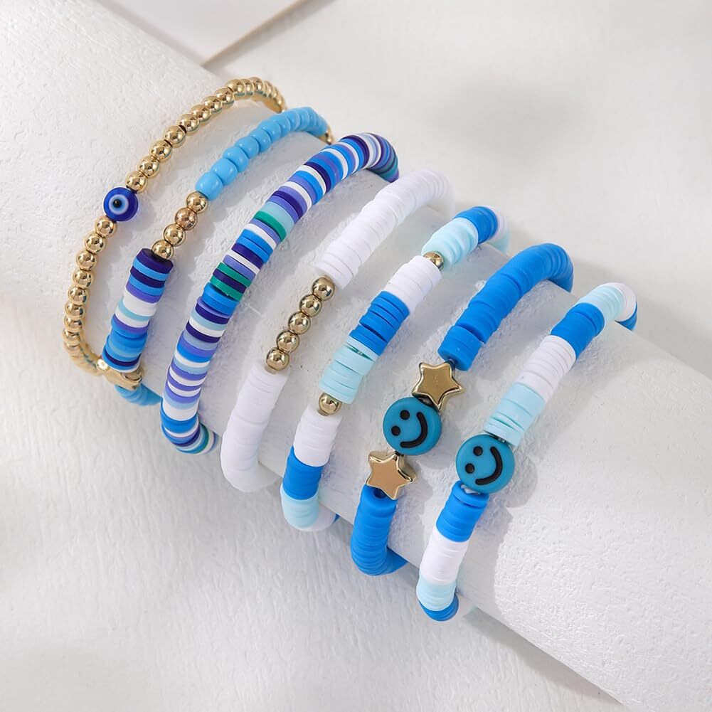Shining Diva Fashion Latest Stylish Multilayer Boho Bohemian Bangle Bracelet for Women and Girls (15876b)(Blue)