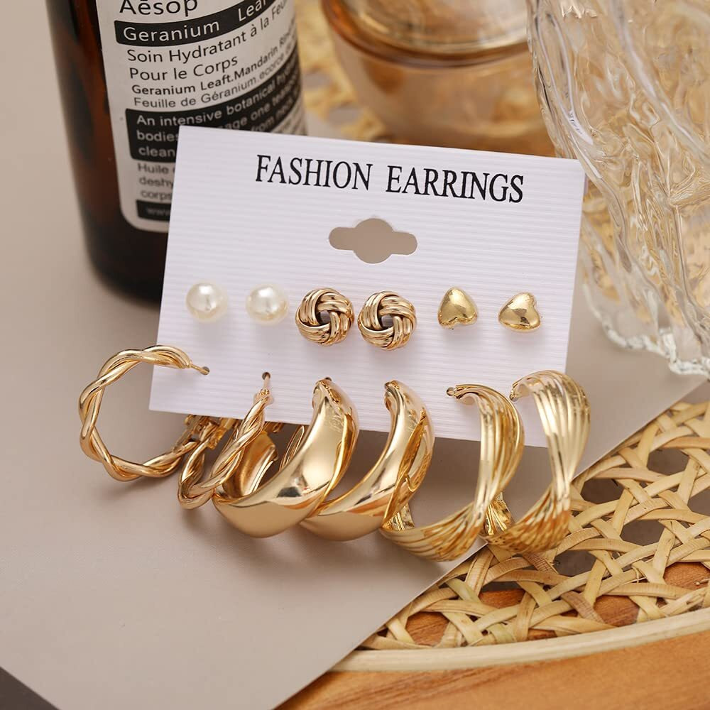 YouBella Jewellery Celebrity Inspired Gold Plated Earrings Combo for Girls and Women (Style 7)