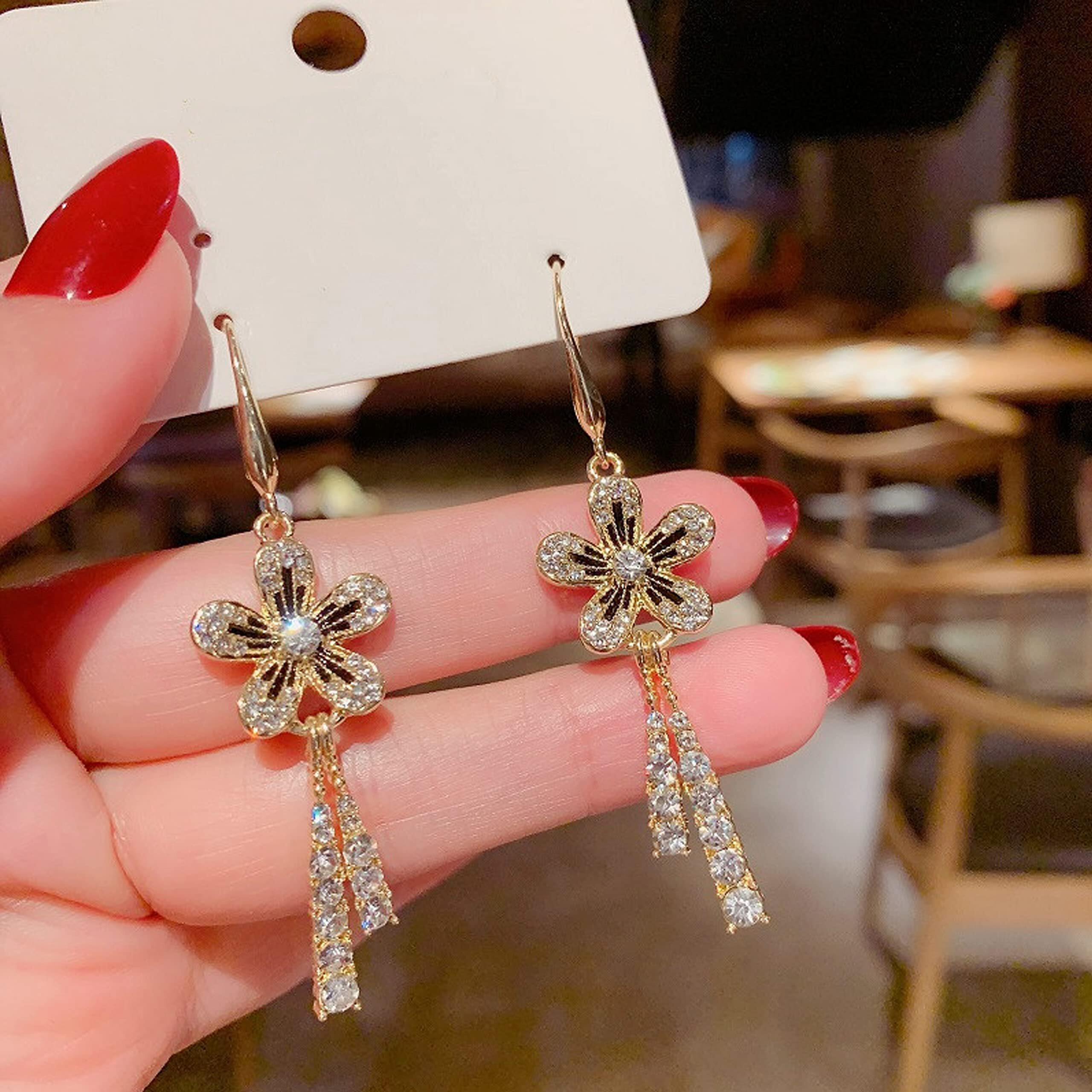 Fashion Frill Earrings For Women Butterfly Ear Cuff Crawler AD & Pearl Gold Plated Pearl Chain Drop Stud Earrings For Girls Women Love Gift for sister Earring Jewellery