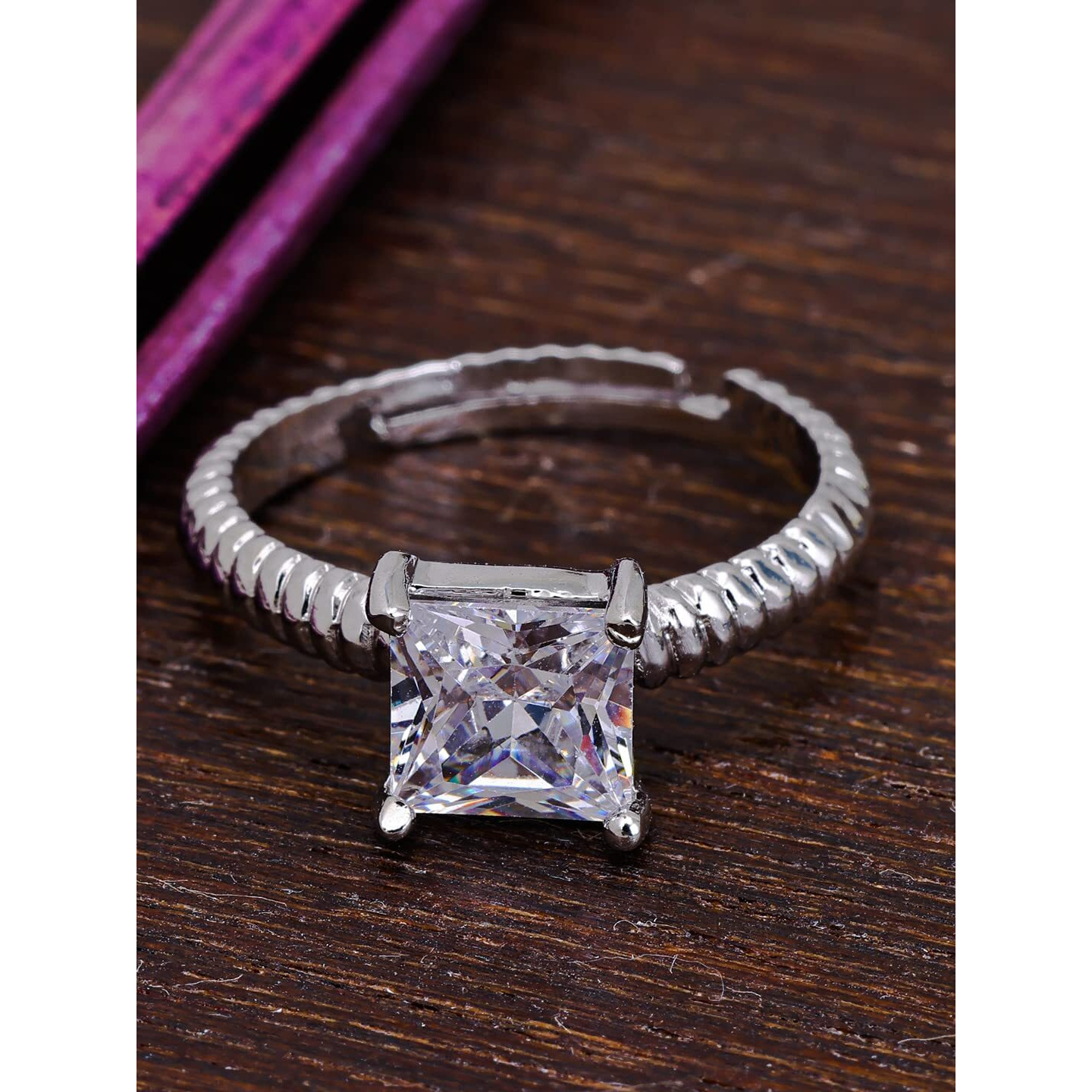 Pissara Fancy 925 Sterling Silver Valentine Day Gift Cubic Zirconia Finger Ring For Women And Girls|with Authenticity Certificate, 925 Stamp & 6 Months Warranty (LR104660)