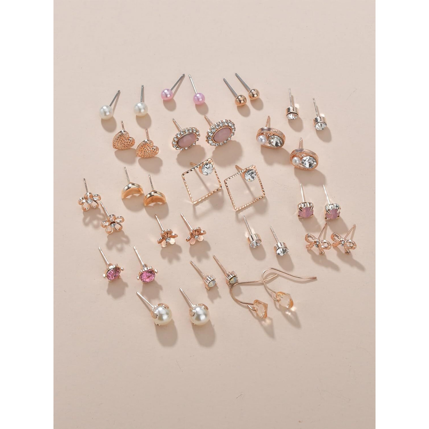 Shining Diva Fashion 30 Pairs Combo Set 18k Rose Gold Latest Stylish Earrings for Women and Girls (15610er)