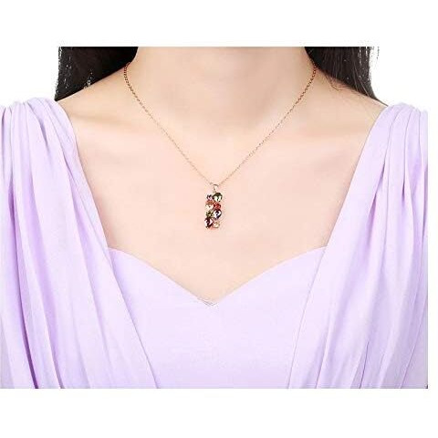 YouBella Jewellery Set Multi-Color AAA Swiss Zircon Rose Gold Crystal Necklace Pendant Ring Bracelet Bangle and earrings Jewellery Combo For Girls and Women (Pendant, Earrings, Ring and Bracelet)
