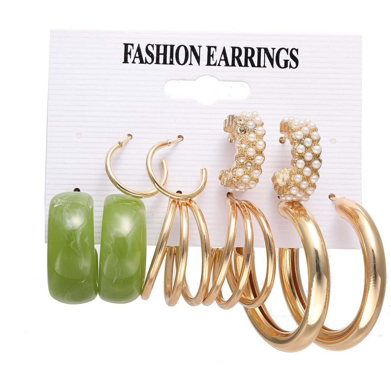 Shining Diva Fashion 5 Pairs Combo Set Latest Stylish Hoop Stud Earrings for Women and Girls (15627er)