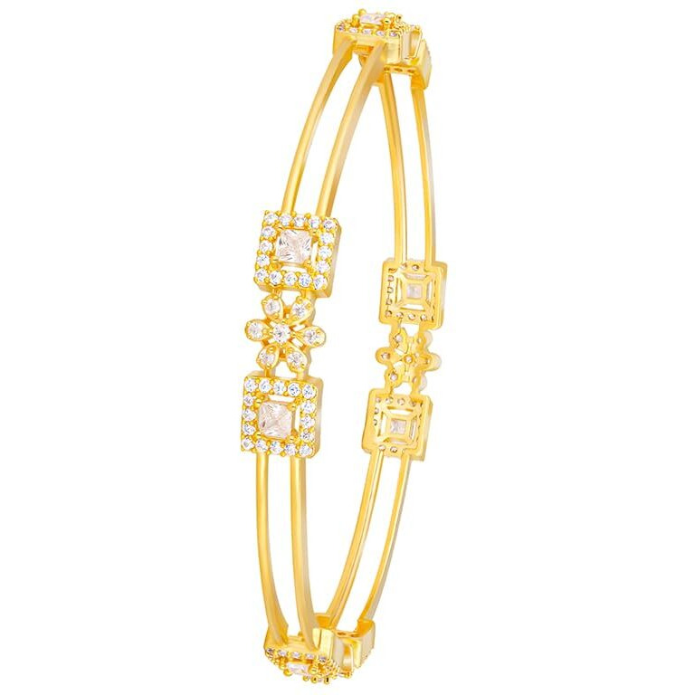 GIVA 925 Silver Golden Square Bloom Bangle,Fixed Size|Rakhi Rakshabandhan Gift for Sister Bhabhi, Gifts for Women & Girls | With Certificate of Authenticity and 925 Stamp | 6 Months Warranty*