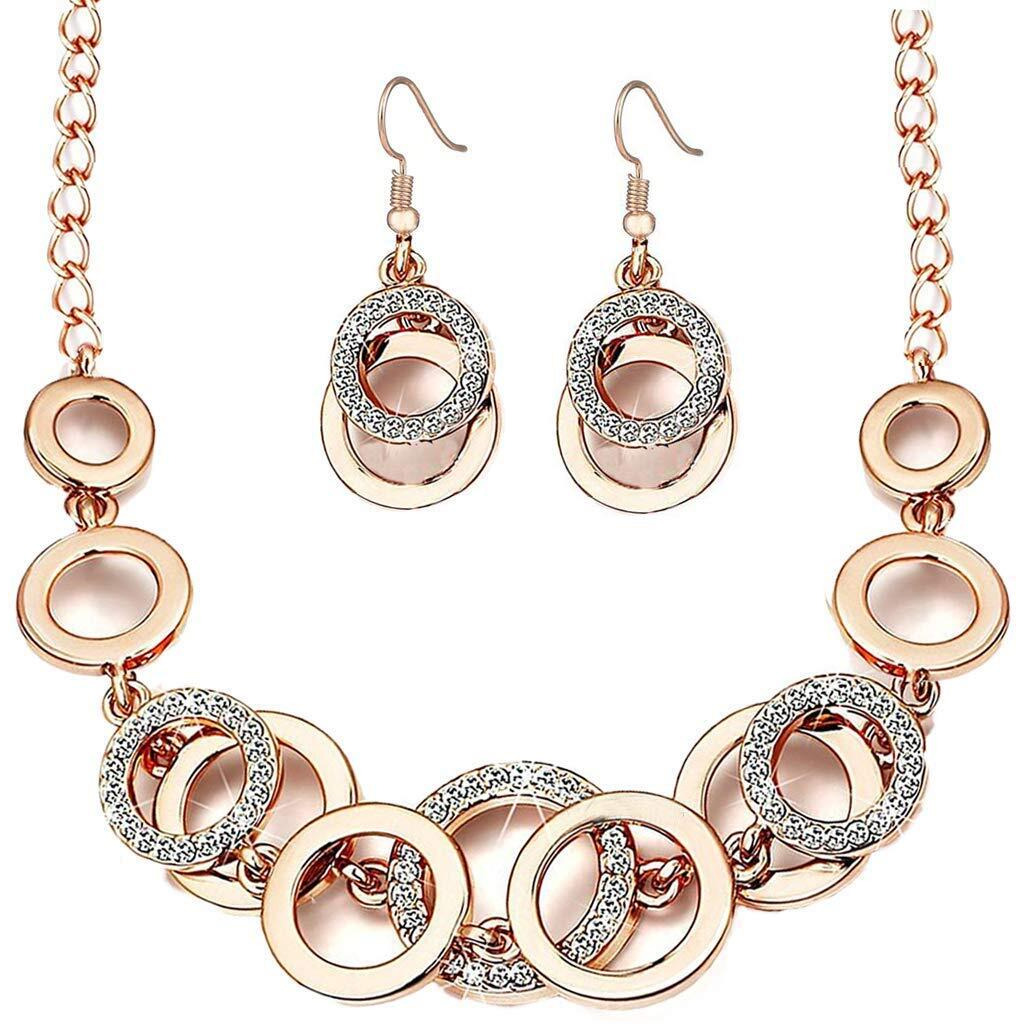 Shining Diva Fashion Stylish Rose Gold Traditional Gold Plated Cubic Zirconia Jewellery Set for Women (cmb289_9929_9930)