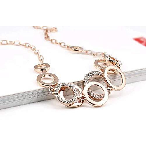 Shining Diva Fashion Stylish Rose Gold Traditional Gold Plated Cubic Zirconia Jewellery Set for Women (cmb289_9929_9930)