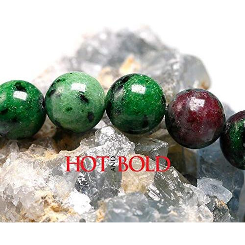 Hot And Bold Natural Ruby Zoisite Reiki Feng-Shui Crystal Gem Stone Beads Bracelets For Unisex Adult