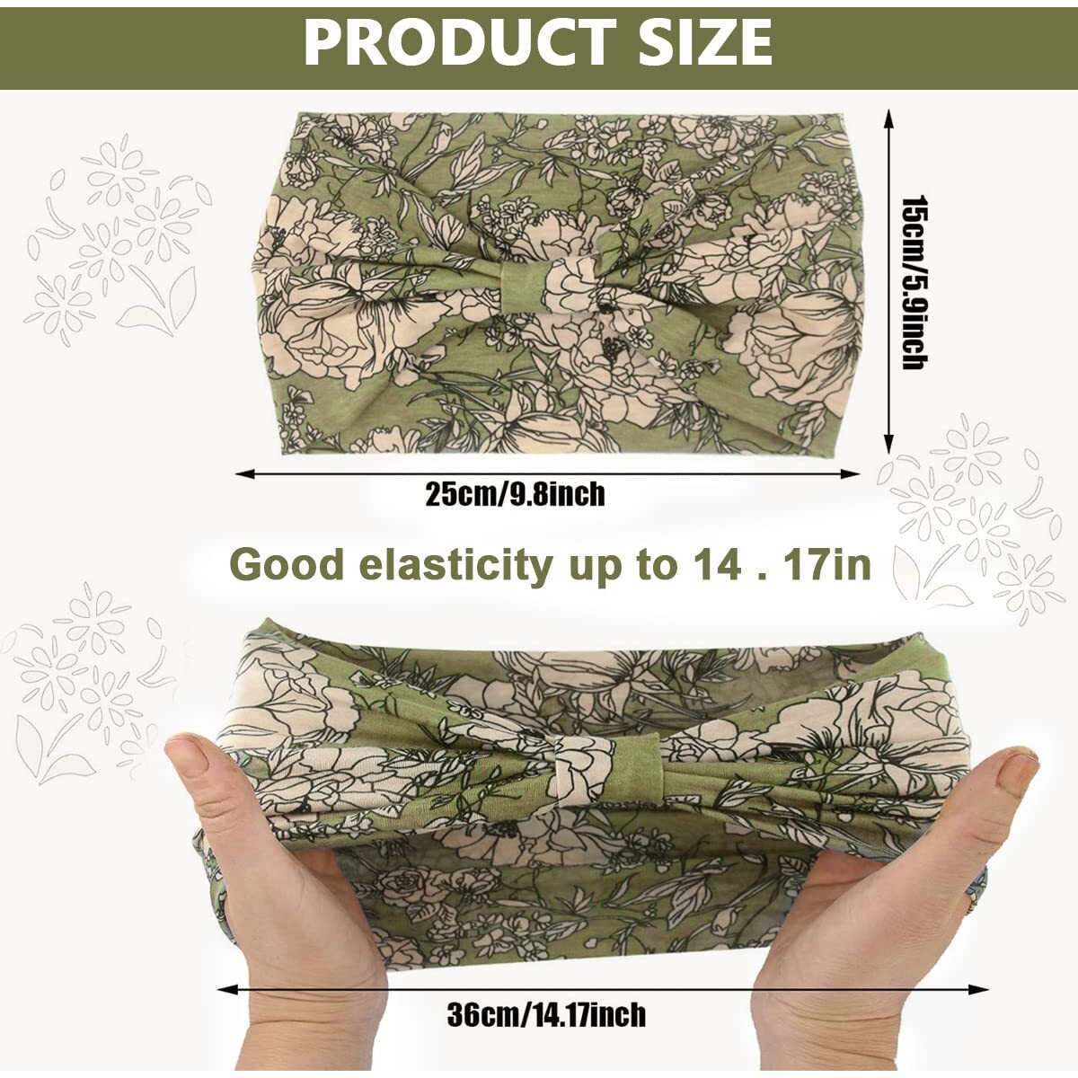 Proberos Wide Headbands for Women, Boho Bandeau Head Bands, Workout Head Wraps, Stretch No Slip Hair Wraps Pack of 4 (Gorgeous)