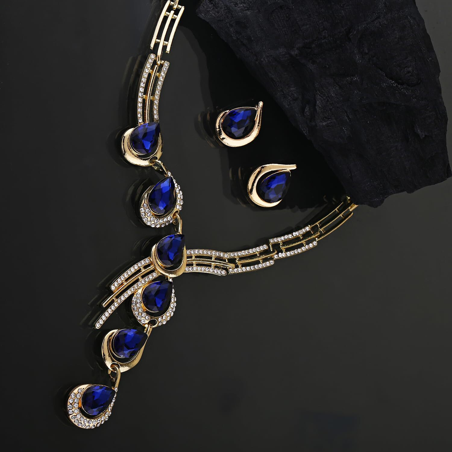 Shining Diva Fashion Latest Stylish Design Fancy Crystal Necklace Jewellery Set for Women (12080s)