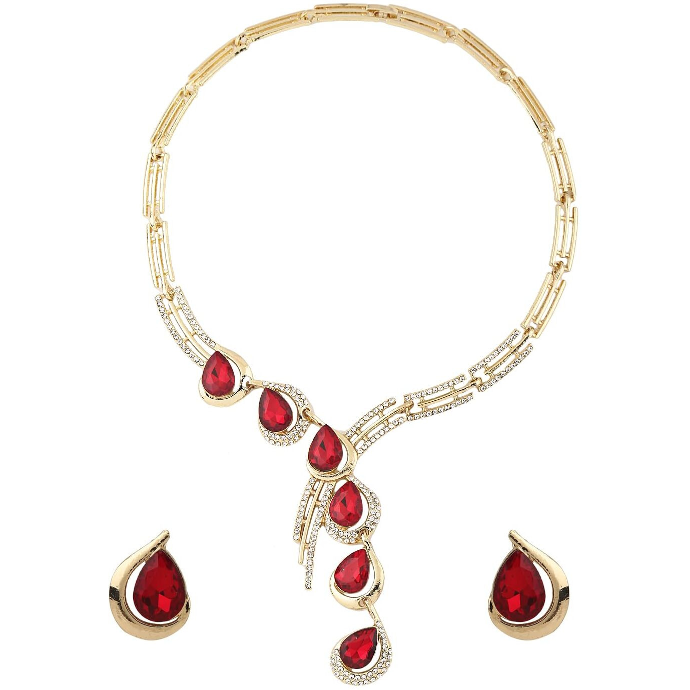 Shining Diva Fashion Latest Stylish Design Fancy Crystal Necklace Jewellery Set for Women (12078s)