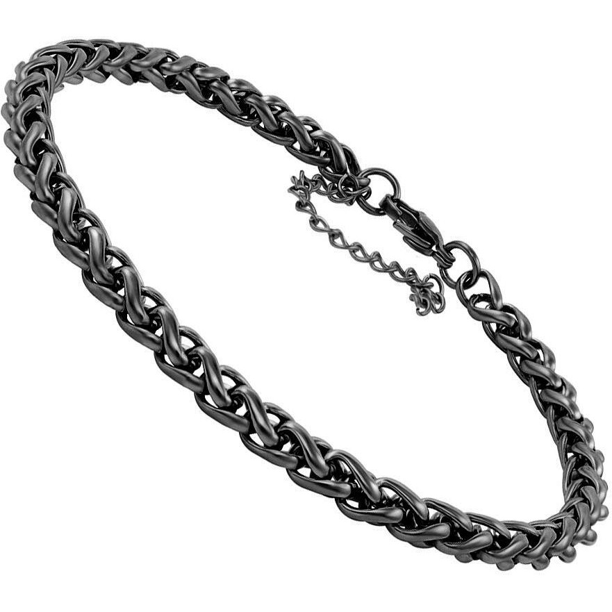 Nakabh 8 inch Stylish Chain Style Stainless Steel Bracelet for Men Boys Unisex (Black)