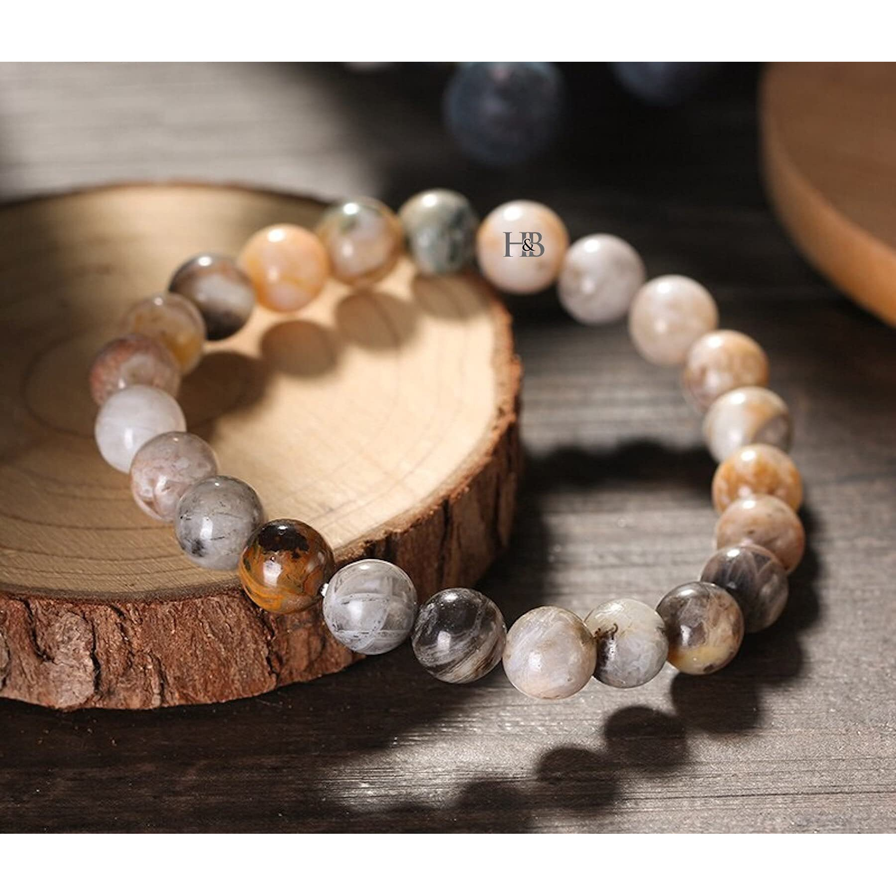 Hot And Bold Natural Bostwana Agate Reiki Feng-Shui Crystal Gem Stone Beads Bracelets For Unisex Adult
