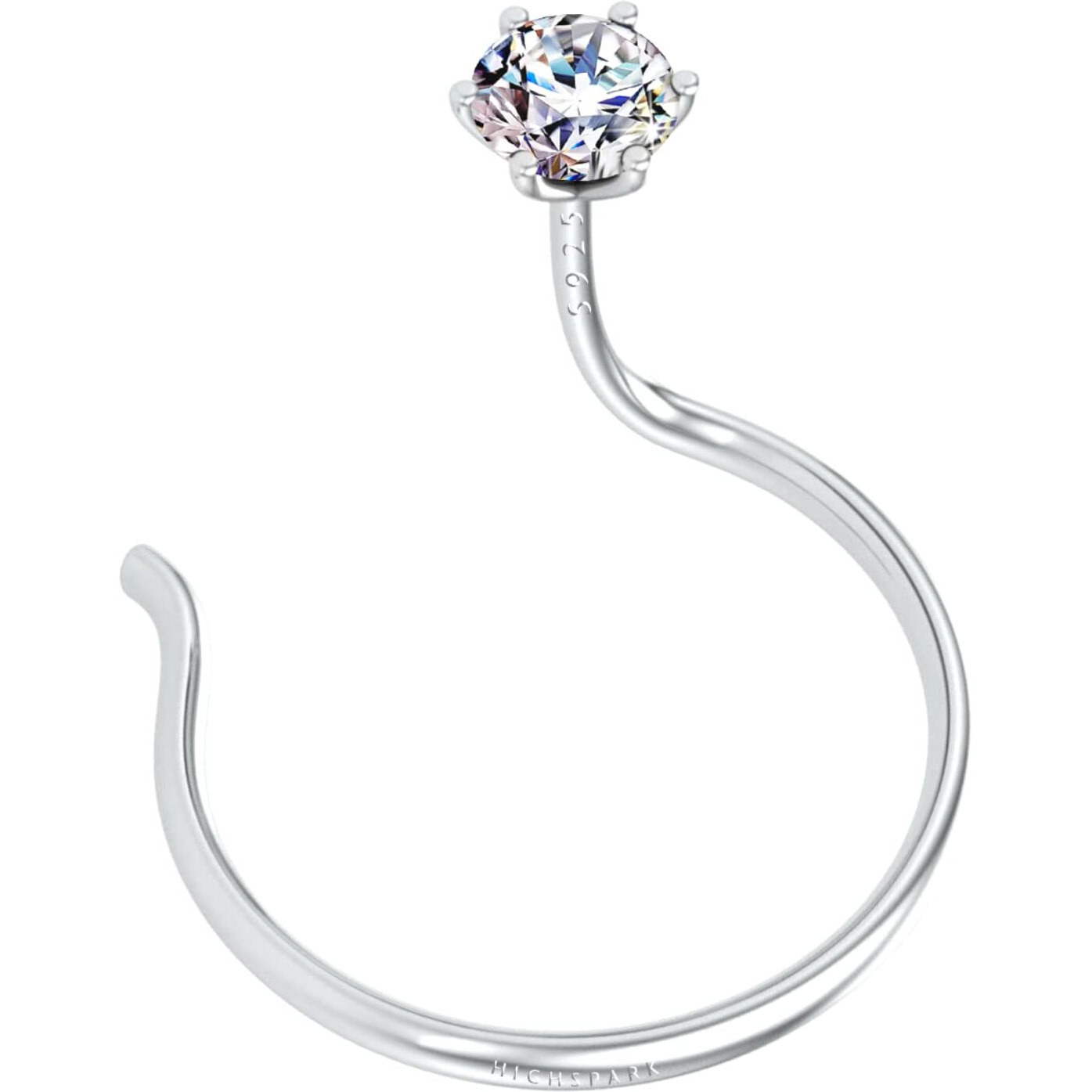 HighSpark 92.5 Sterling Silver Nose Pin for Women | Simple & Elegant Nose Piercing for Women & Girls | Lovely Gift - Clear Silver