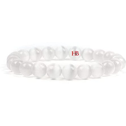 Hot And Bold Unisex Adult Natural Selenite Reiki Feng-Shui Crystal Gem Stone Beads Bracelets