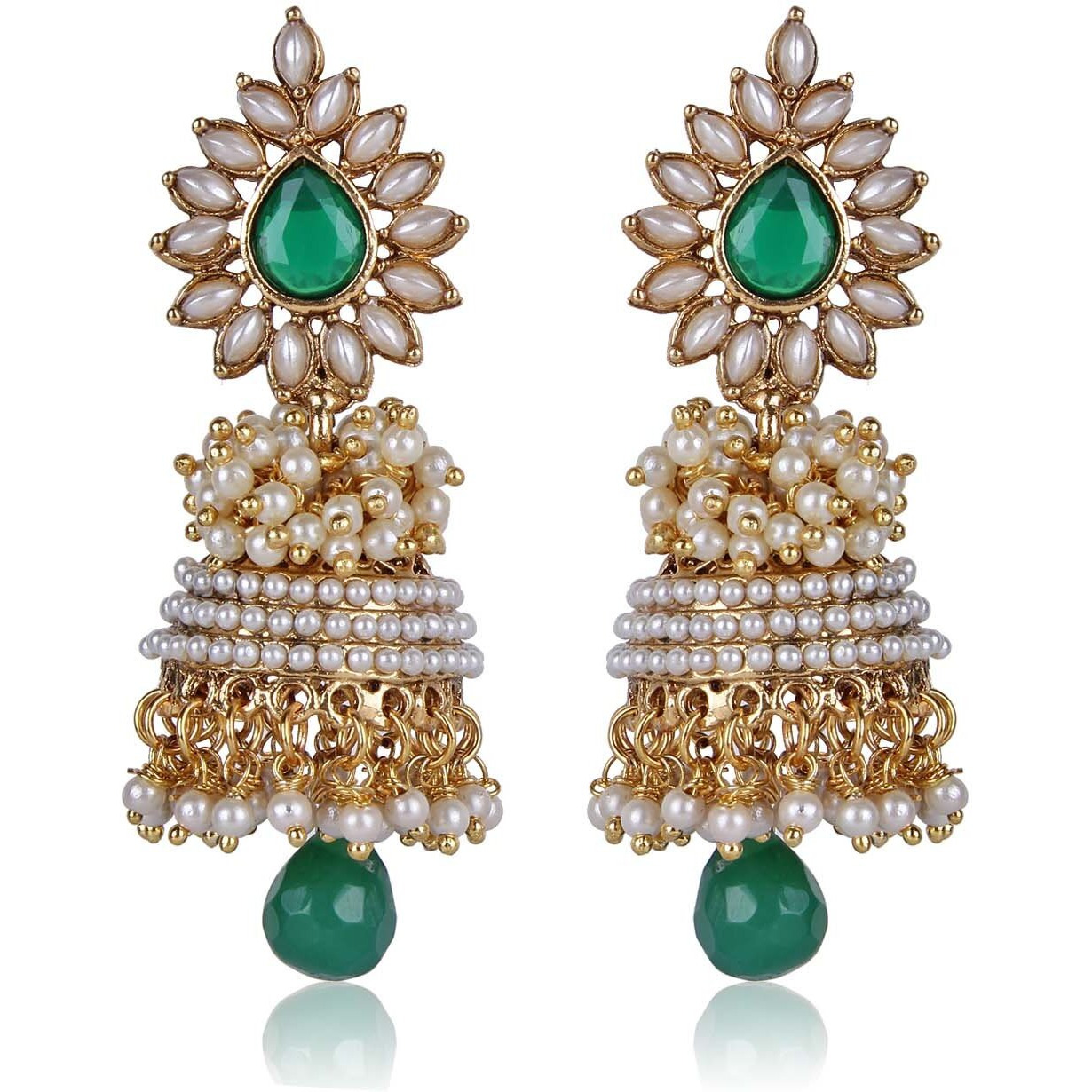 Shining Diva Metal Jhumki Earring For Women (Green) (rrsd6578er)