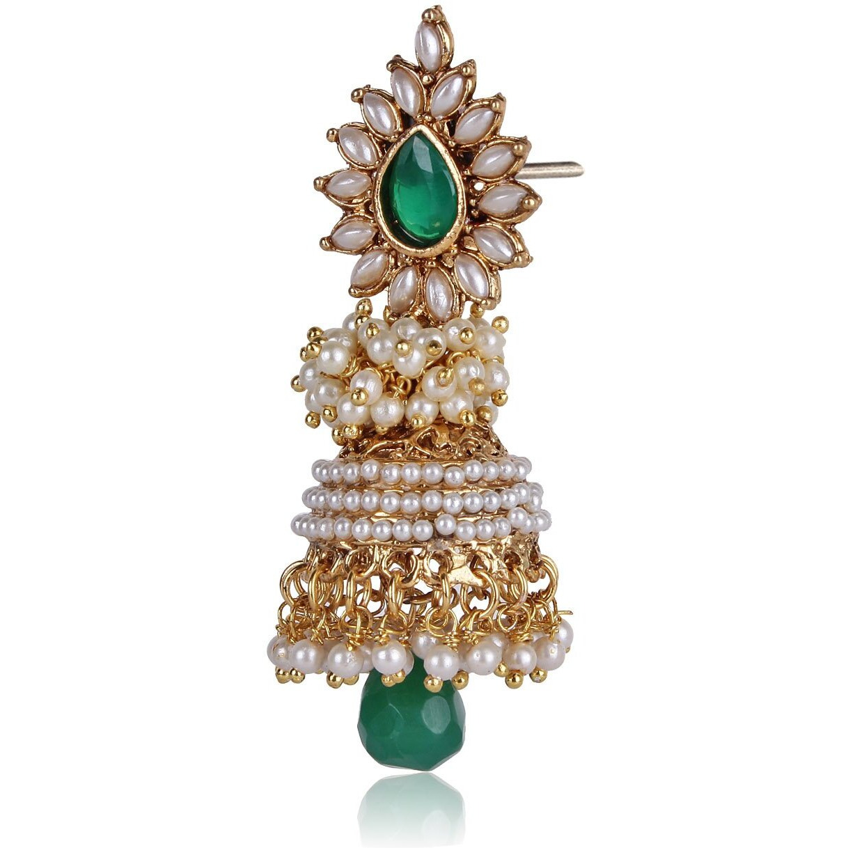 Shining Diva Metal Jhumki Earring For Women (Green) (rrsd6578er)