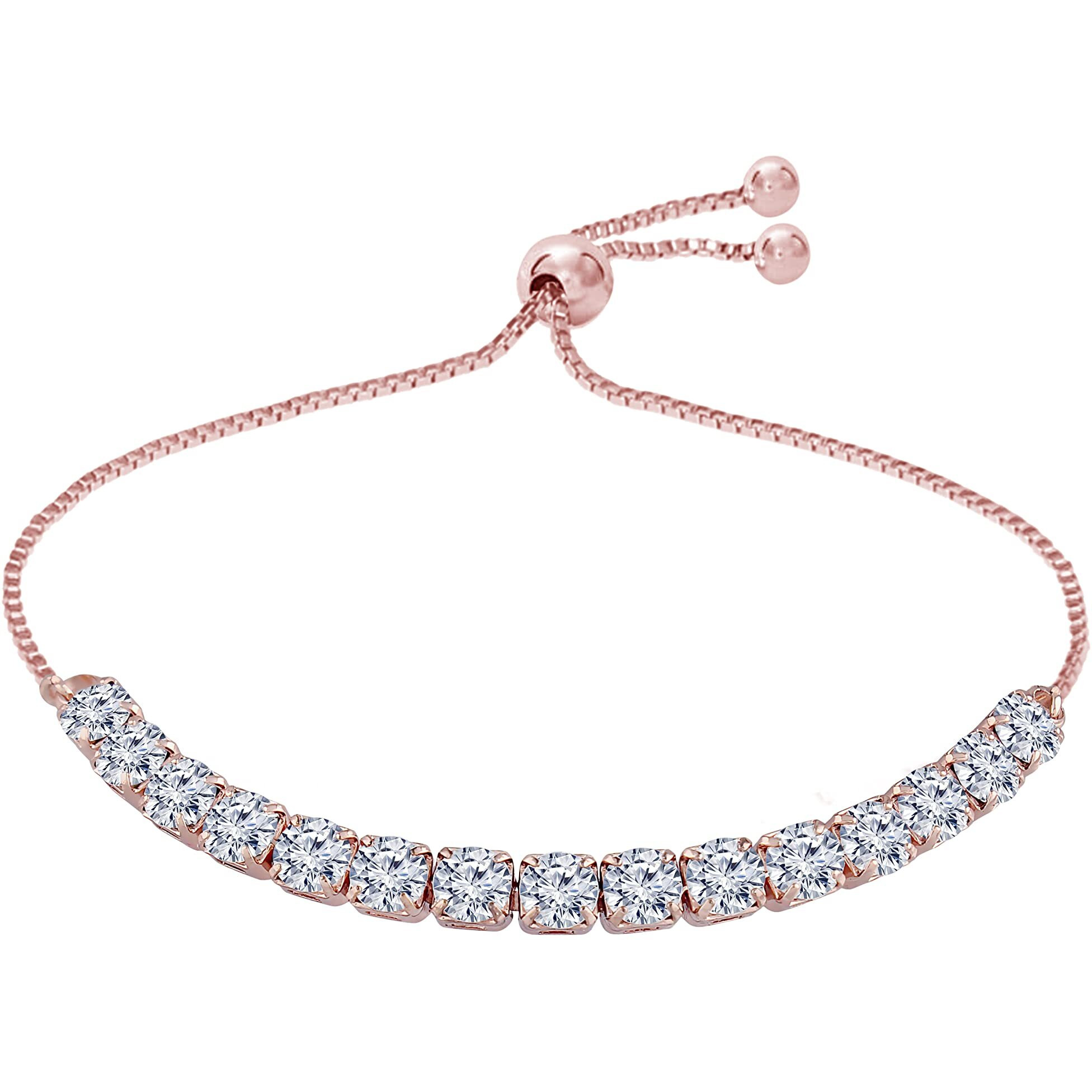 I Jewels Cubic Zirconia Classic Adjustable Tennis Charm Bracelets Friendship Love Christmas Valentines Gifts for Women Teen Girls