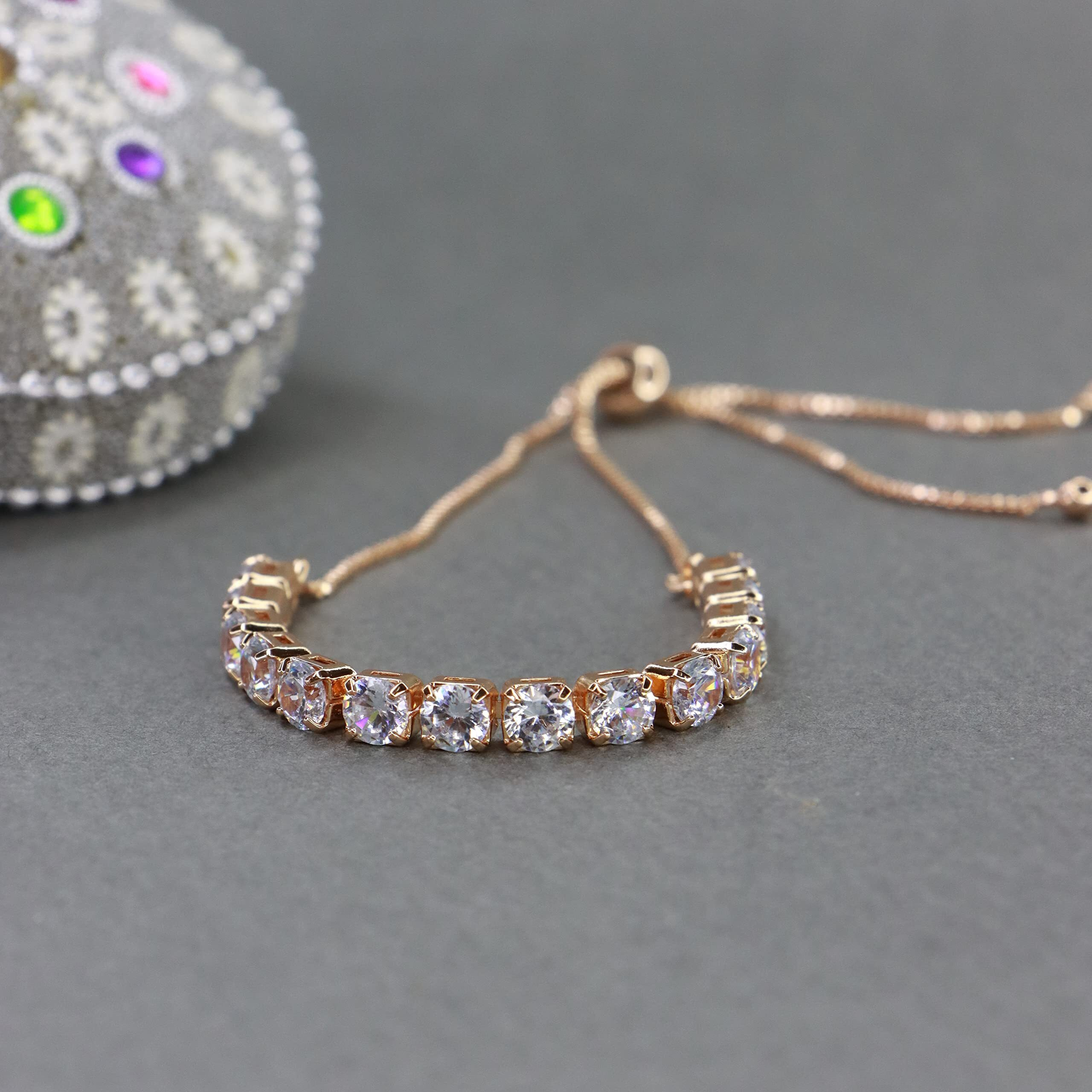 I Jewels Cubic Zirconia Classic Adjustable Tennis Charm Bracelets Friendship Love Christmas Valentines Gifts for Women Teen Girls
