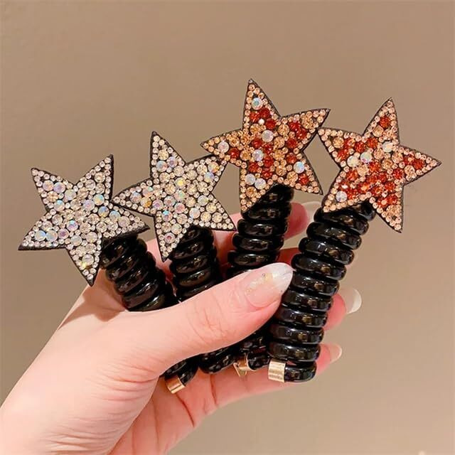 Diversa 5pcs Wire Hair Bands for Girls Kids Braided Spiral Hair Ties Cute Cartoon Ponytail Maker Elastic Braids Hair Accessories for Girls - Multicolor (Black)