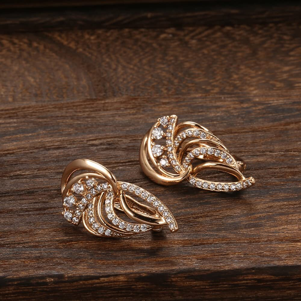 Shining Diva Fashion 18k Rose Gold Plated Latest Stylish Copper Zircon Earrings for Women and Girls (14468er)