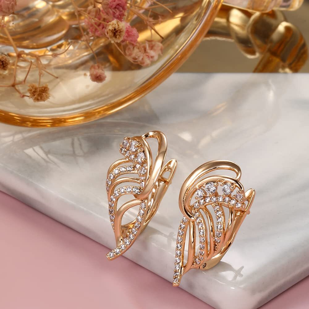 Shining Diva Fashion 18k Rose Gold Plated Latest Stylish Copper Zircon Earrings for Women and Girls (14468er)