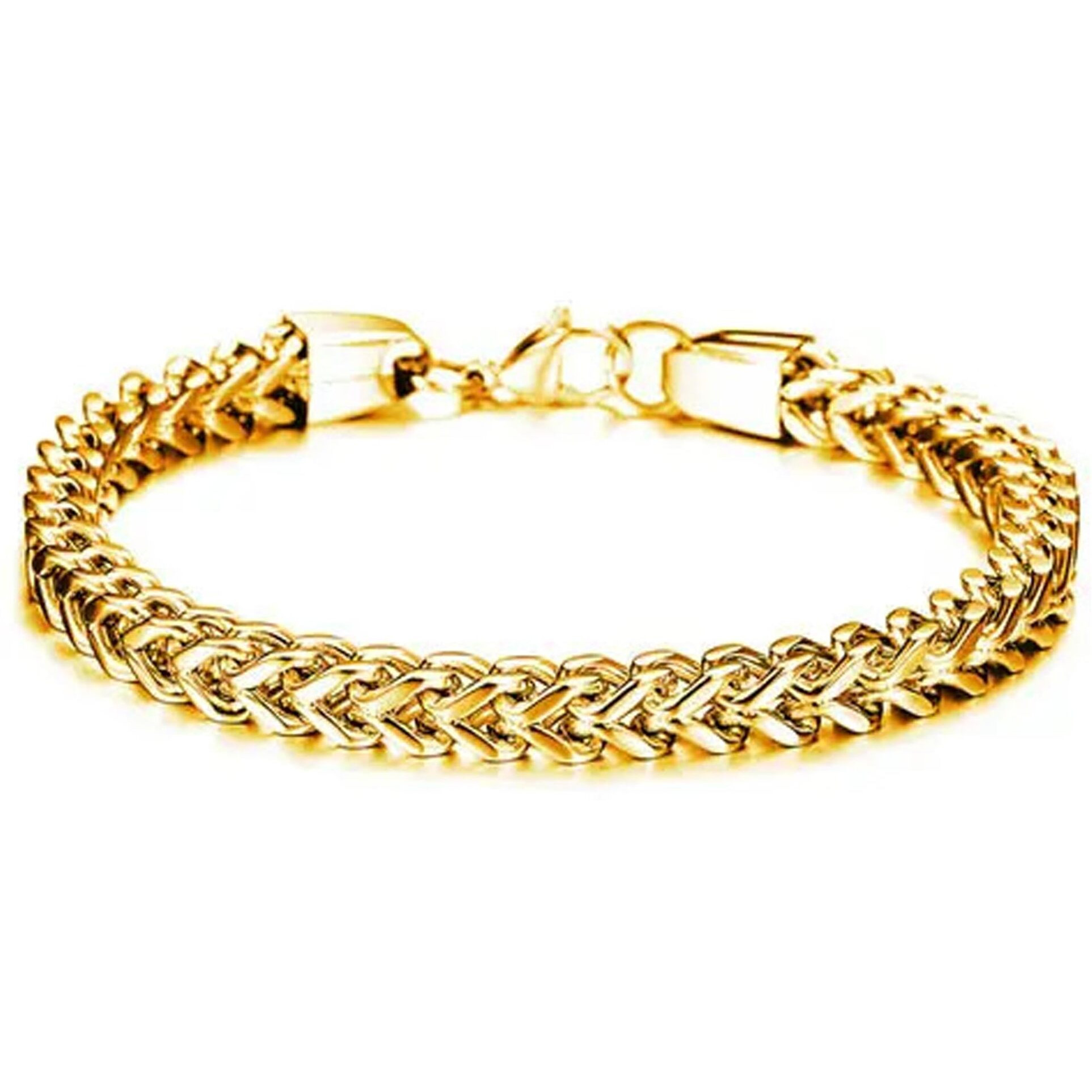 Fashion Frill Stylish Criss Cross Chain Design Gold Bracelet for Men & Boys | Stainless Steel | Love Gifts | Mens Accessories | Wristwear Bracelets