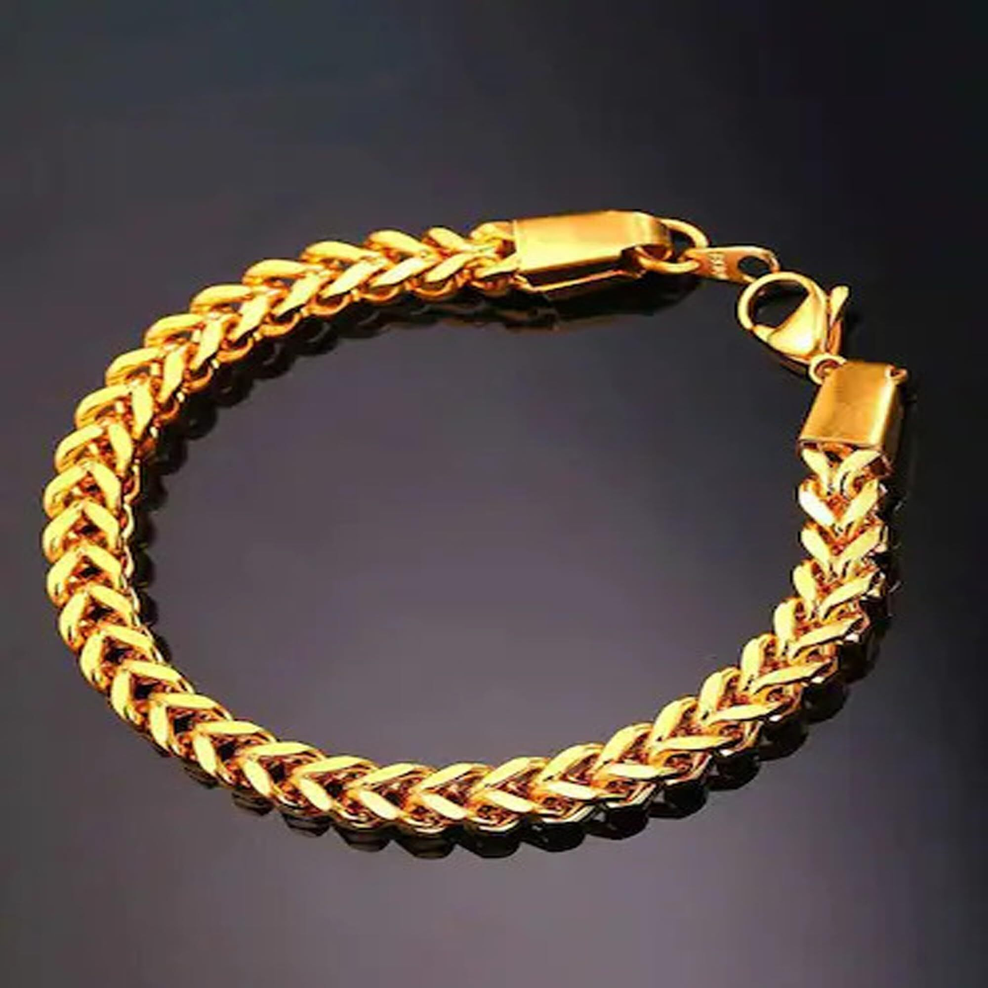 Fashion Frill Stylish Criss Cross Chain Design Gold Bracelet for Men & Boys | Stainless Steel | Love Gifts | Mens Accessories | Wristwear Bracelets