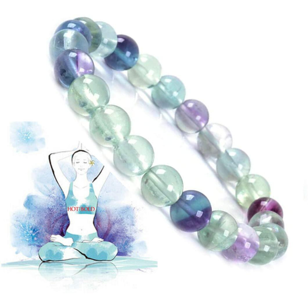 Hot And Bold Premium Natural Stone Reiki Crystal Healing Multi Fluorite Bracelet With Certificate For Unisex Adult