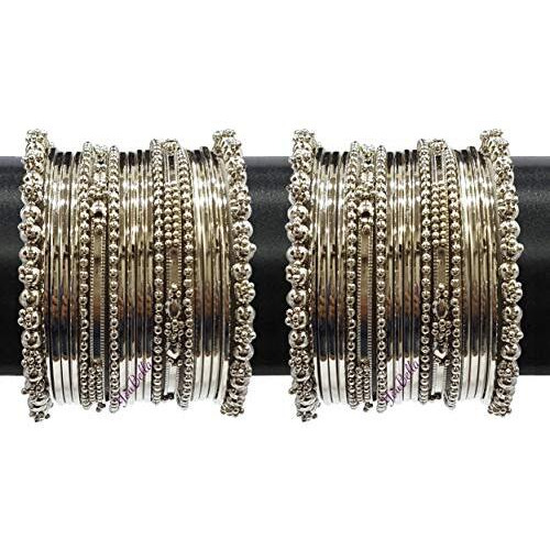 YouBella Jewellery Traditional Silver Plated Oxidized Bracelet Bangles Set For Girls and Women (2.4)