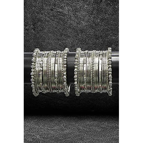 YouBella Jewellery Traditional Silver Plated Oxidized Bracelet Bangles Set For Girls and Women (2.4)