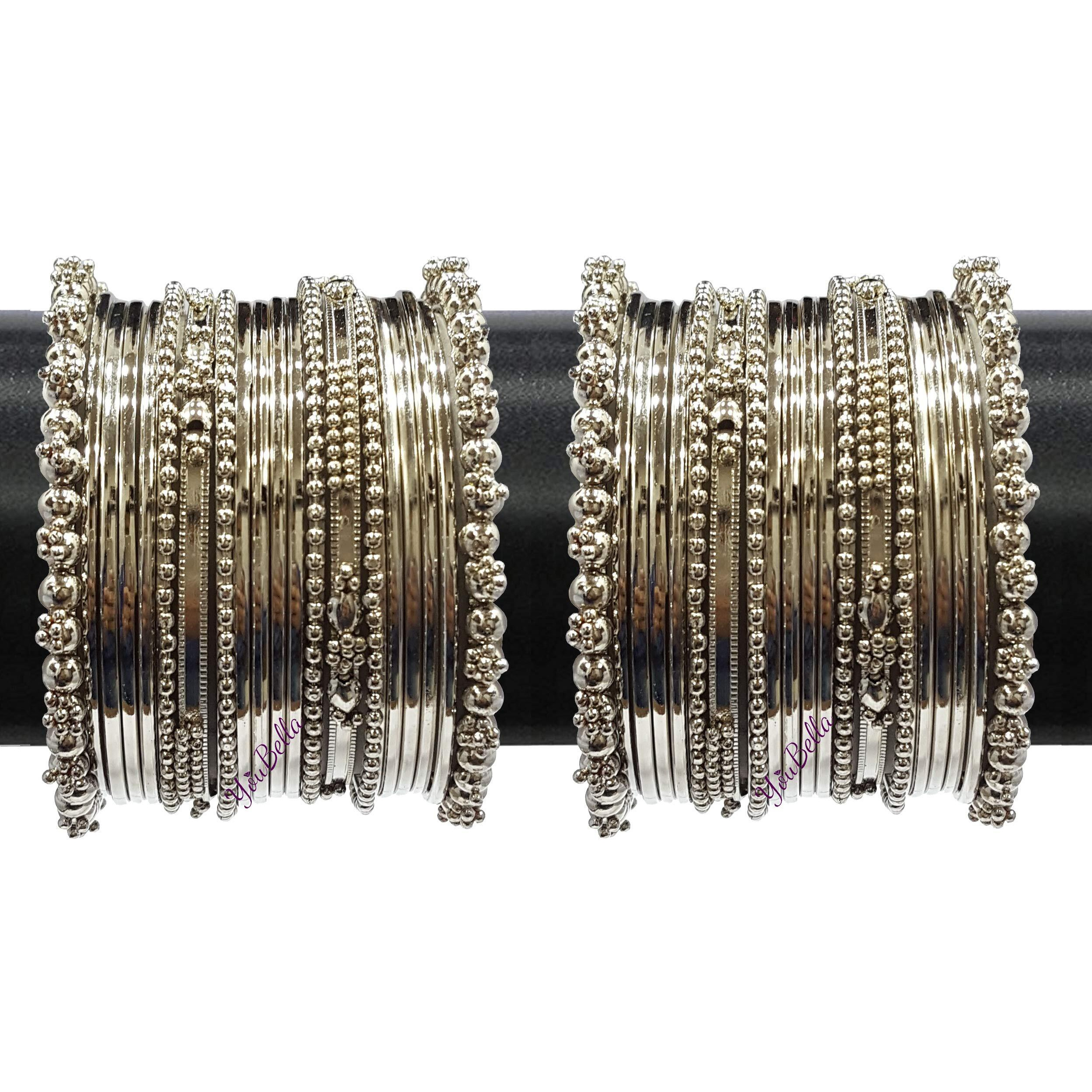 YouBella Jewellery Traditional Silver Plated Oxidized Bracelet Bangles Set For Girls and Women (2.8)