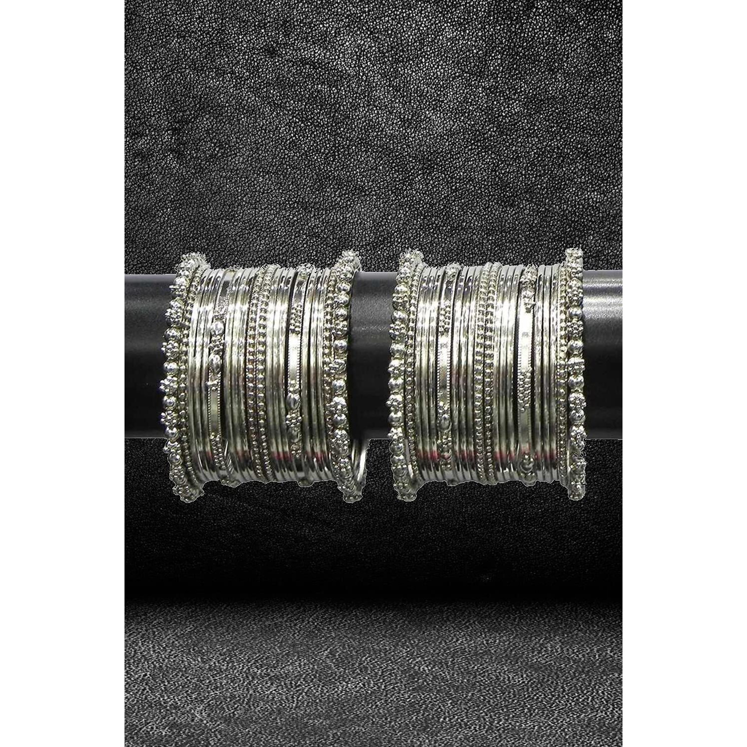YouBella Jewellery Traditional Silver Plated Oxidized Bracelet Bangles Set For Girls and Women (2.8)