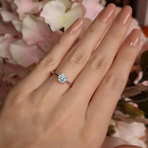THE MARKETVILLA 925 Sterling Silver Rings for Women and Girls |CZ Solitaire Crystal Style|- Adjustable Size