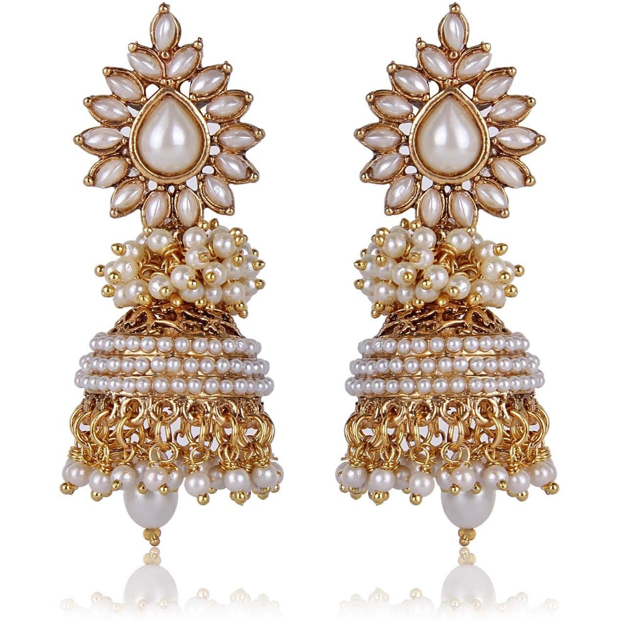 Shining Diva White Pearl Stylish Fancy Traditional Jhumki For Women (White) (sd6580er)