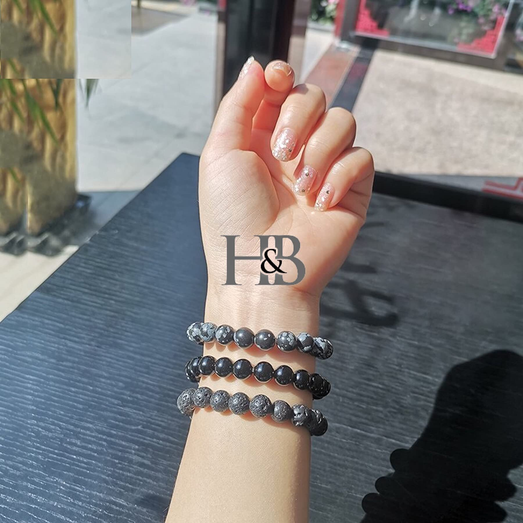 Hot And Bold Natural Stone Snowflake Obsidian Womens Bracelet With Certificate - Genuine Healing Crystal Jewelry For Balance And Protection
