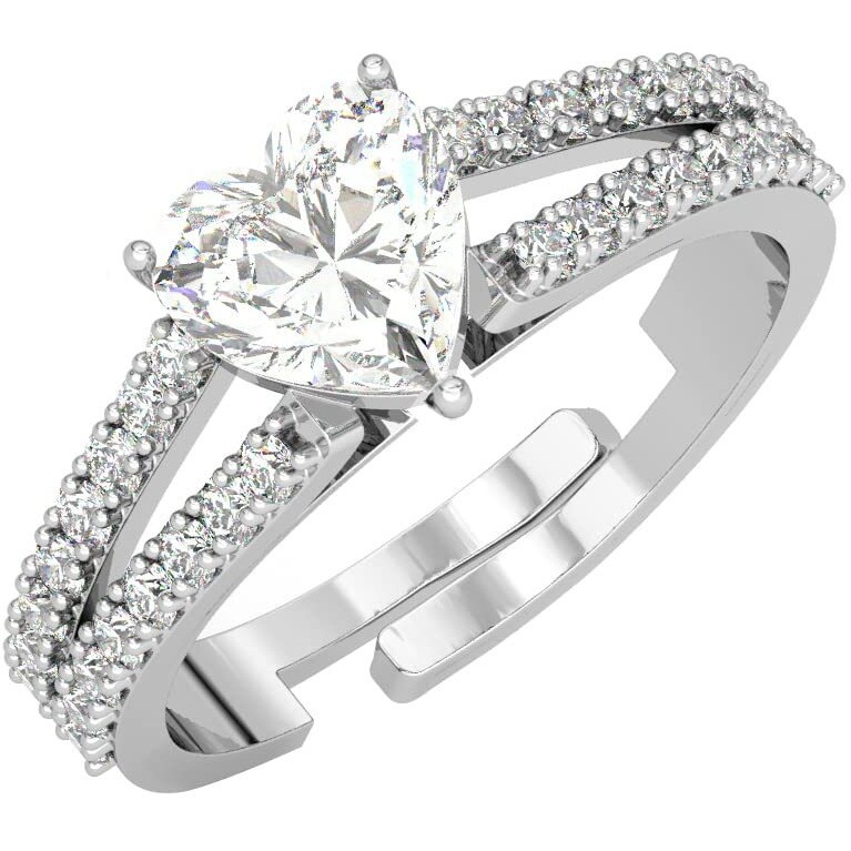 Clara Pure 925 Sterling Silver Proposal Finger Ring with Adjustable Band | Gift for Women Girls Wife Girlfriend | Swiss Zircon Rhodium Plated