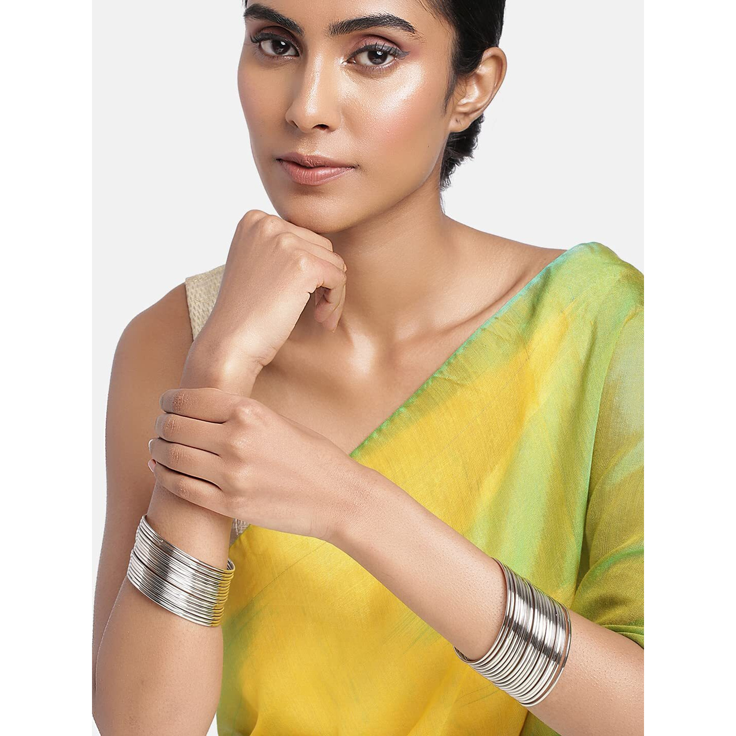 Peora Traditional Antique Look Oxidised Silver Plated Metal Bangle Set for Women Girls (Silver) (2.6 inch)|Rakhi Rakshabandhan Gift for Sister Bhabhi, Gifts for Women