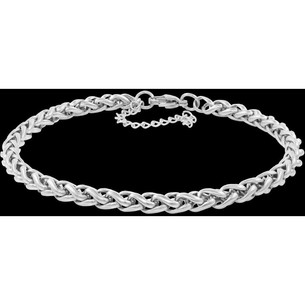 Nakabh 8 inch Stylish Chain Style Stainless Steel Bracelet for Men Boys Unisex (Silver)